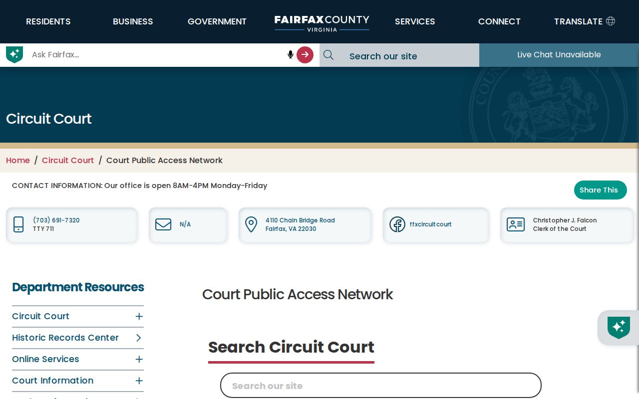 McLean residents directory Fairfax CPAN land and court records access
